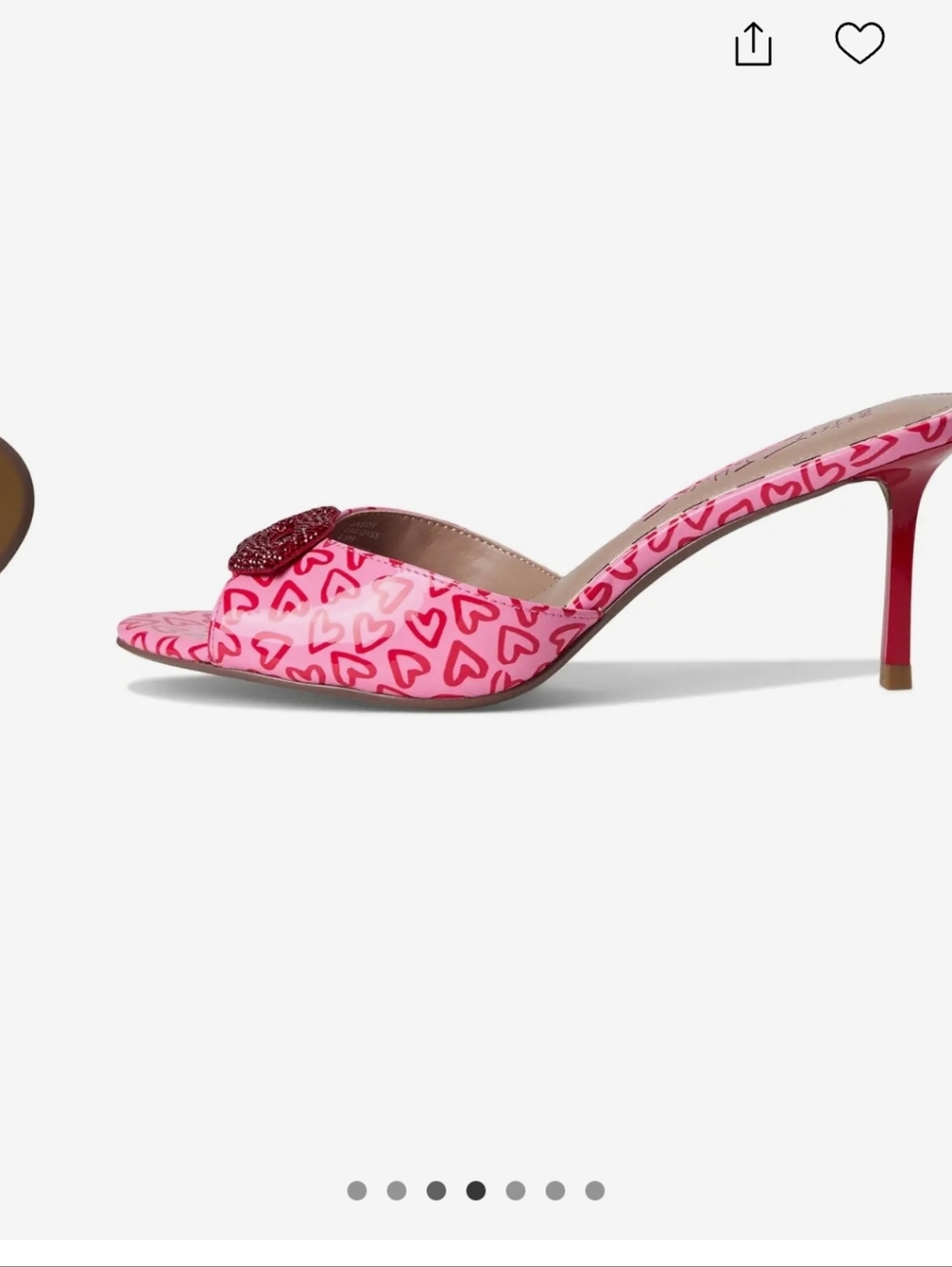 💕▪️Betsey Johnson▪️ Casidy Pink Heart-Print High Heel Mules - Picture 4 of 7